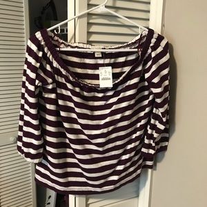 J. Crew off the shoulder striped top